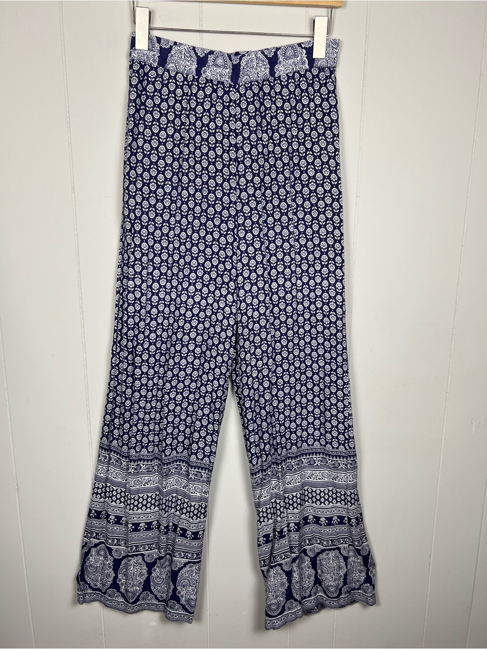 Navy Blue Printed Wide Leg Pants